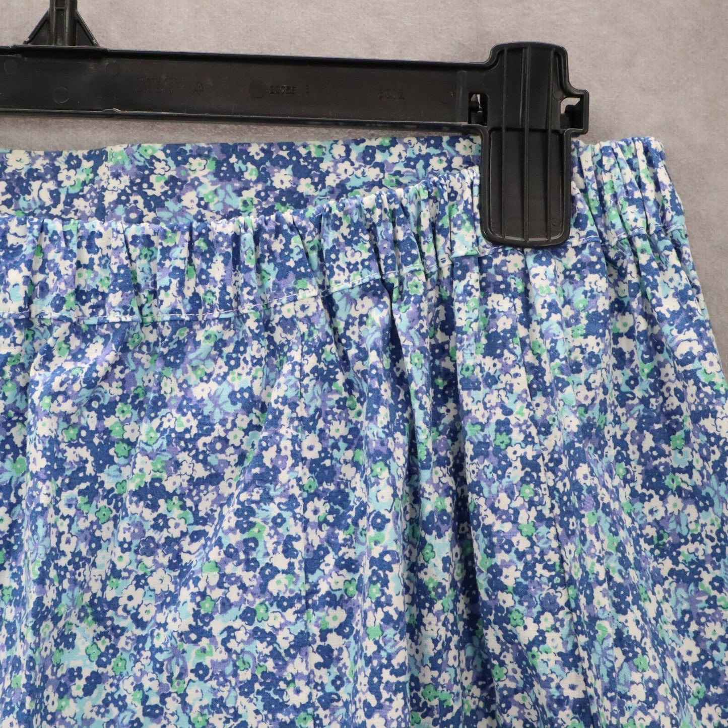 Blue Floral Mini Short Flare Pull On Cotton Tenniscore Boho Skirt S Small