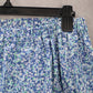 Blue Floral Mini Short Flare Pull On Cotton Tenniscore Boho Skirt S Small