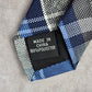 Bespoke Blue Gray White Plaid Tartan Stripe Geometric Executive Neck Tie Men's