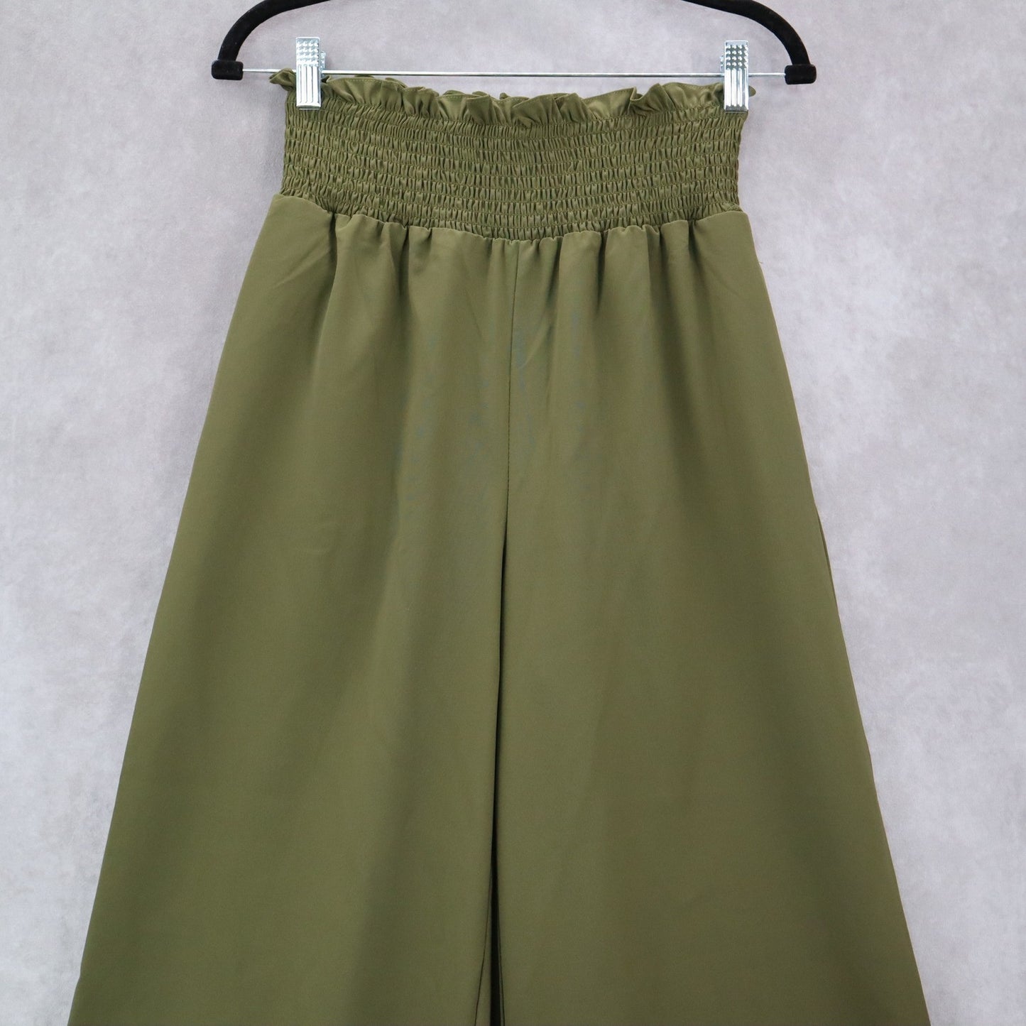Green Wide Leg Boho Comfy Pull On Straight Leg High Rise Trousers Pant S Small