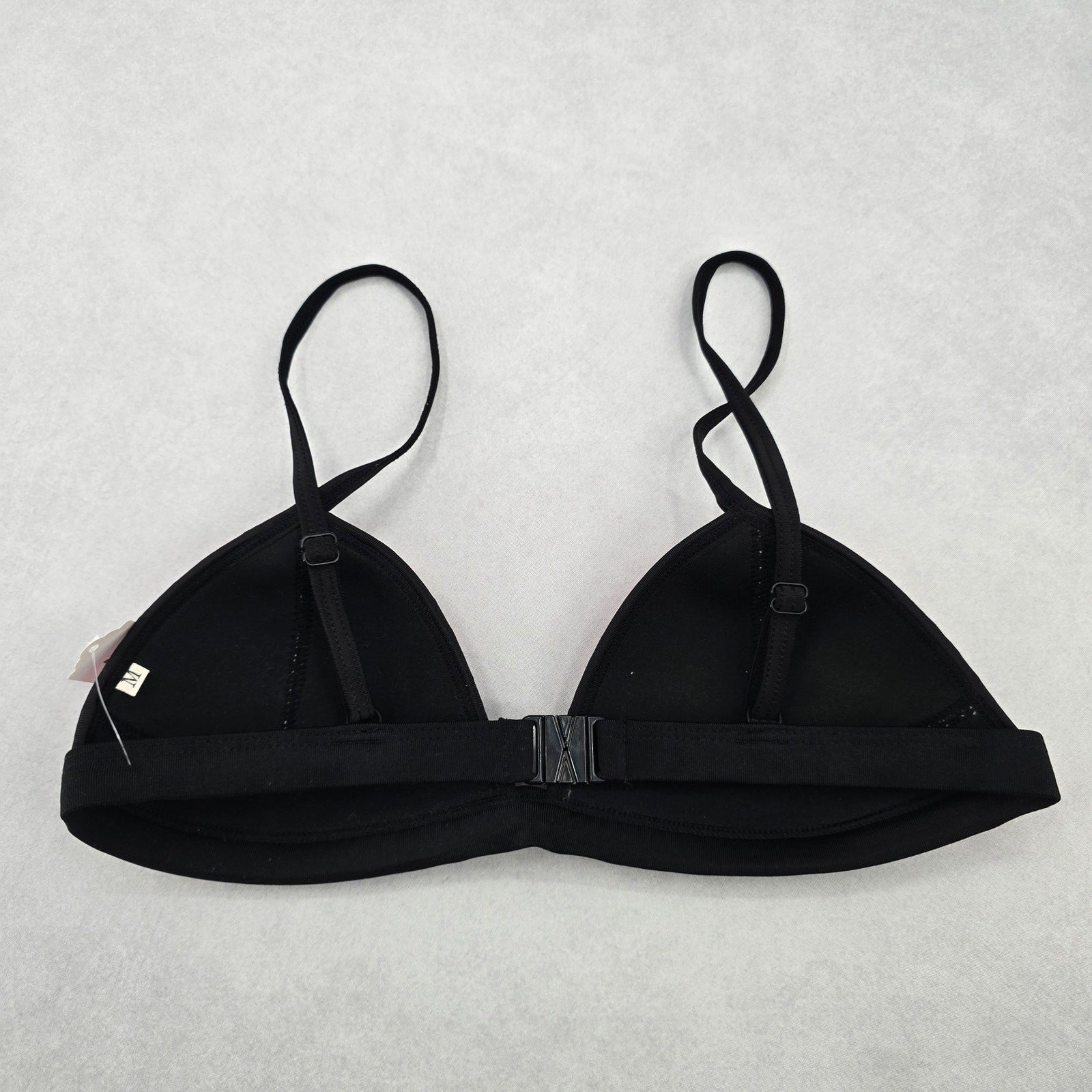 Black Pink Mesh Boho Triangle Padded Swim Sports Bra Beach Bikini Top M Medium