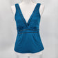Lucky Brand Tankini Green V Neck Swimwear Swim Suit Top Adjustable Size M
