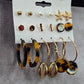 Hoop Stud Dangle Brown Gold Set of 9 Earrings Fashion Jewelry JB2-48