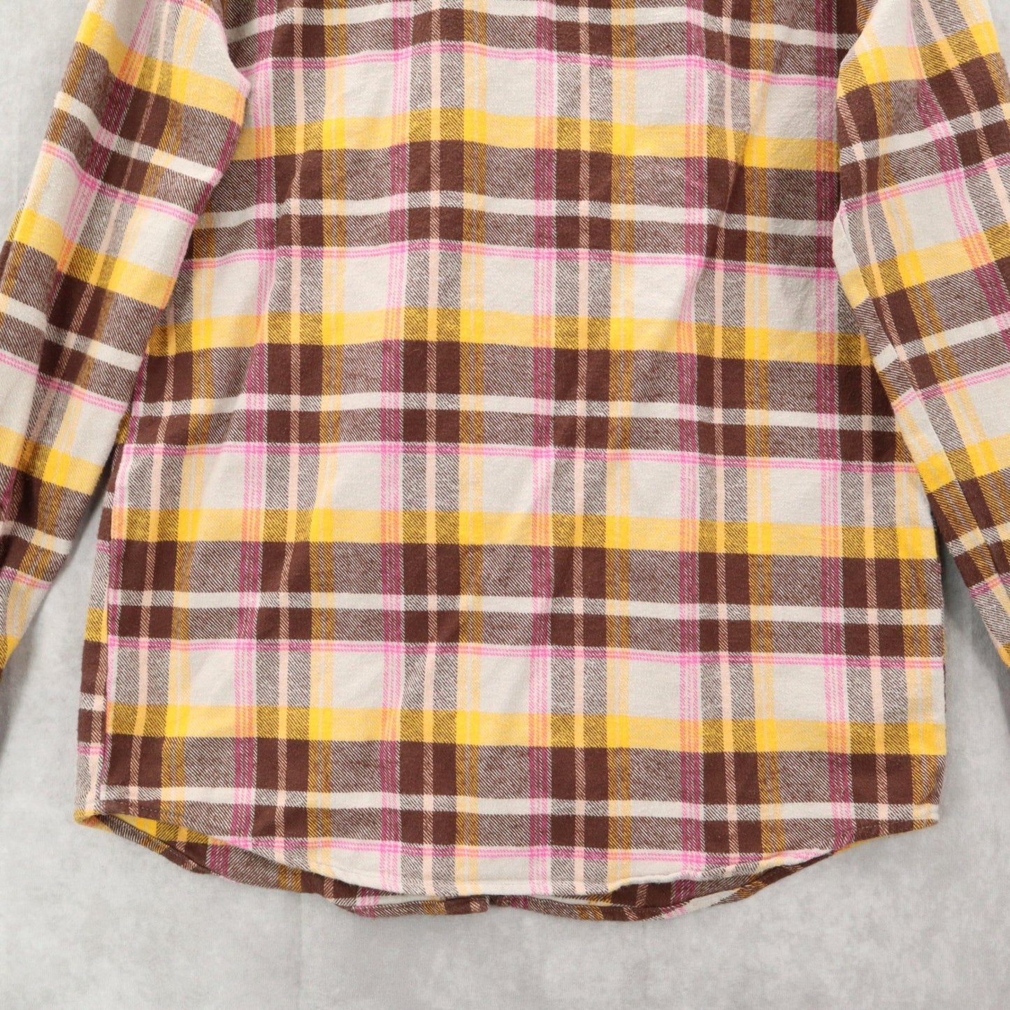 Wild Fable Yellow Flannel Plaid Long Sleeve Button Down Western Utility Shirt XS
