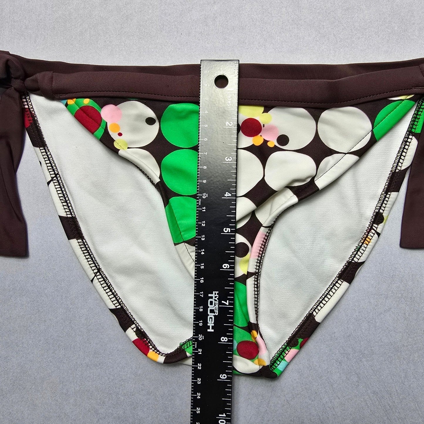 Personal Identity Brown Green Circle Tie Swim Beach Flirty Bikini Bottom Large