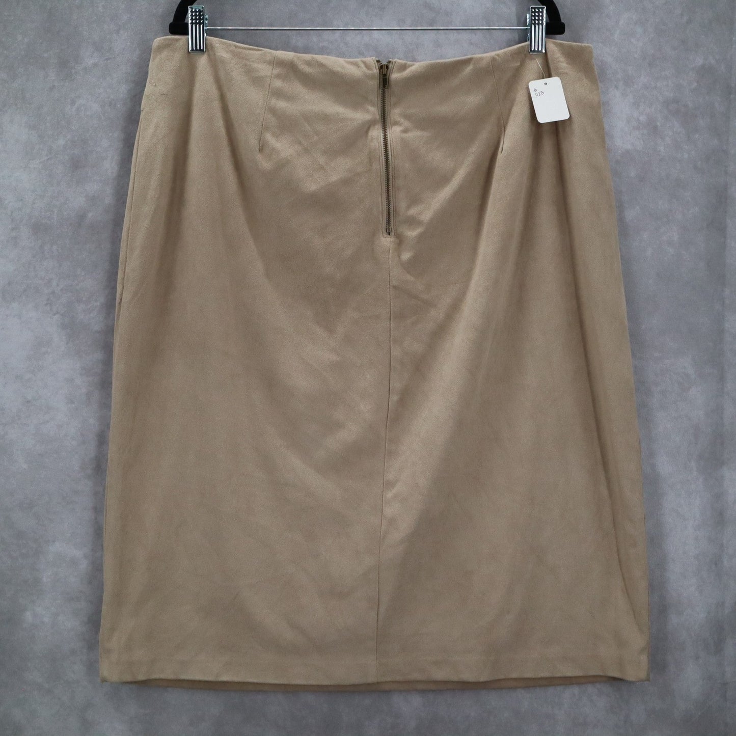 Cato Tan Pencil Buckle Faux Suede Western Zip Stretch Knee Length Skirt Plus 18W