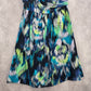 Ann Taylor Blue Green Thick One Shoulder Mini Midi Flare Abstract Dress XS 2