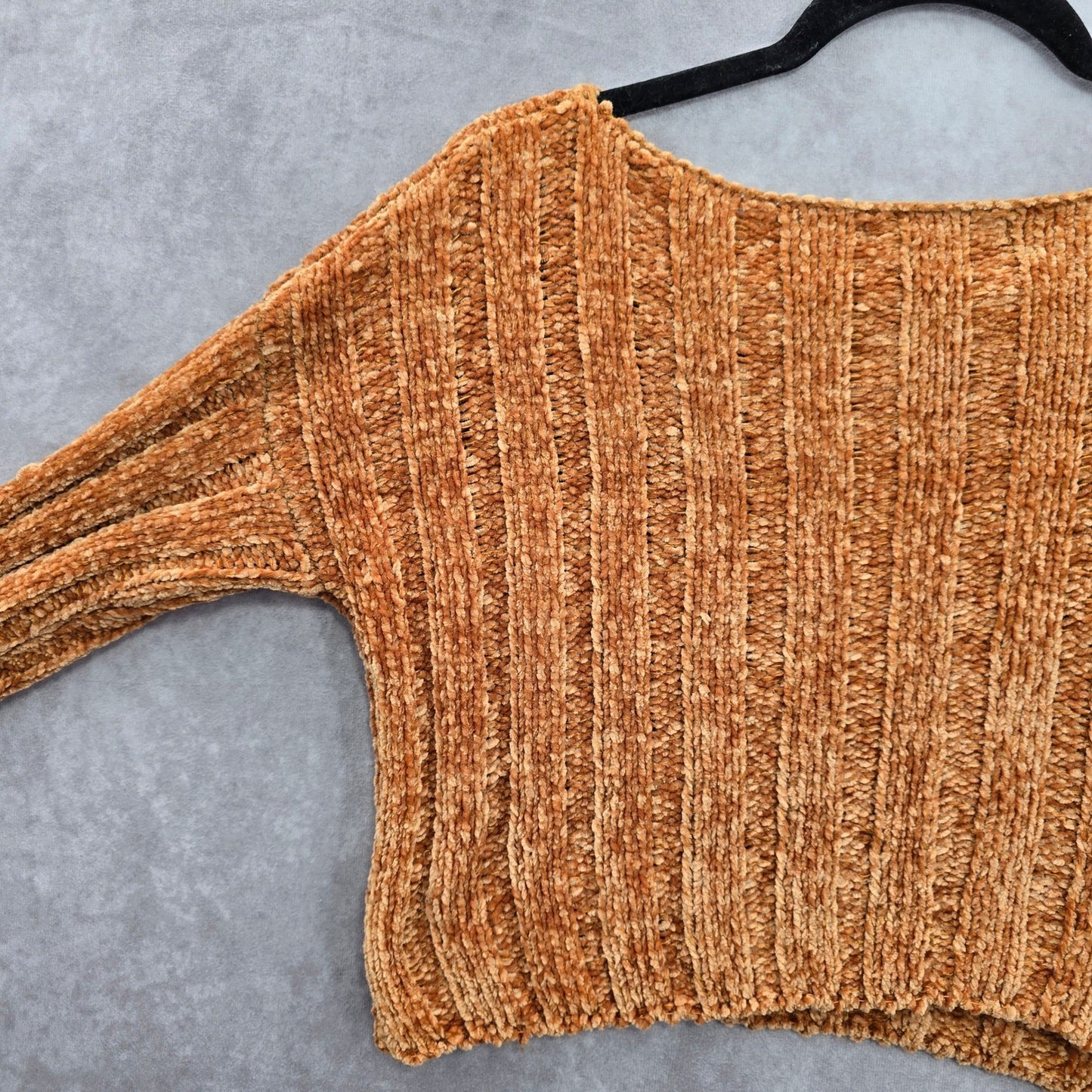 Favlux Yellow Crop Chenille Ribbed Sleeve Y2K VTG Academia Cozy Sweater Small