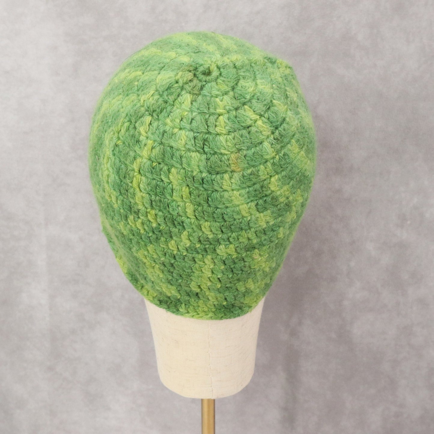 Green Crochet Cable Knit Y2K Vintage Skater Cozy Cottage Beanie Cap Hat OS