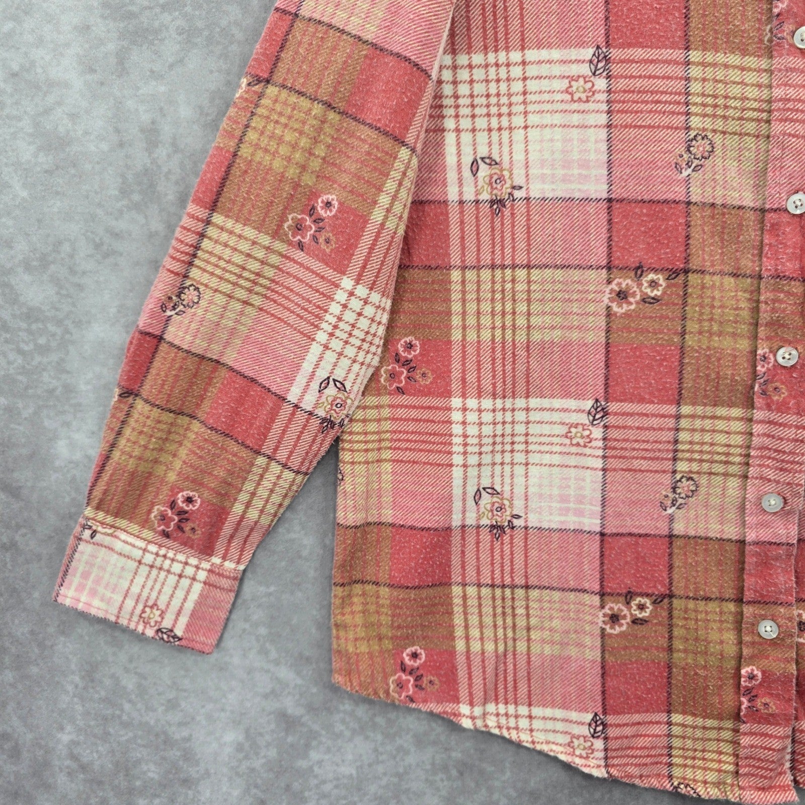 American Sweetheart Pink Plaid Flannel Western Urban 90s Skater Grunge Shirt L