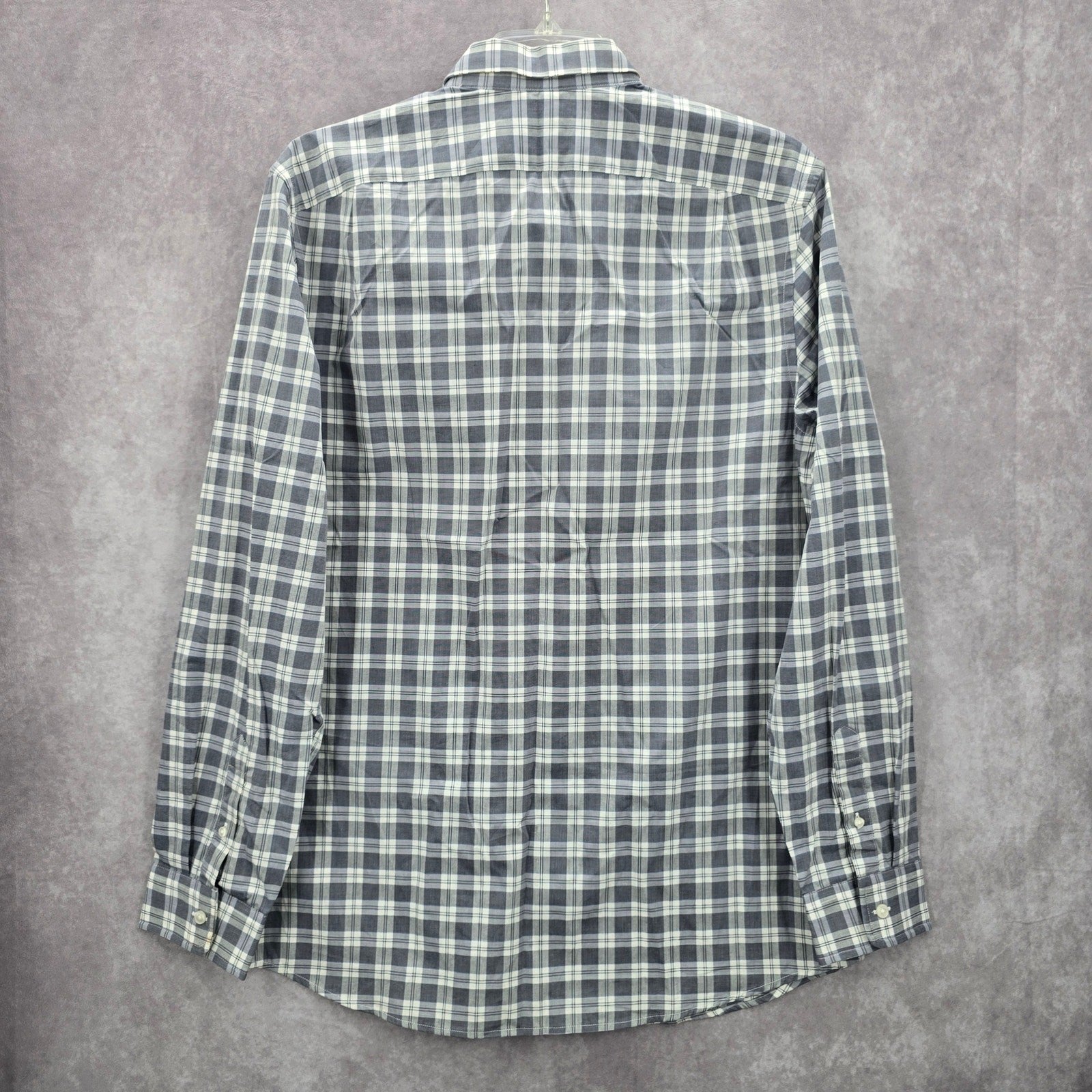 Gap Slim Fit Gray Plaid Long Sleeve Casual Work Mens Button Down Dress Shirt XL