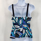 Caribbean Joe Blue Tankini Swimsuit Swimwear Halter Top Padded Bra Size 14