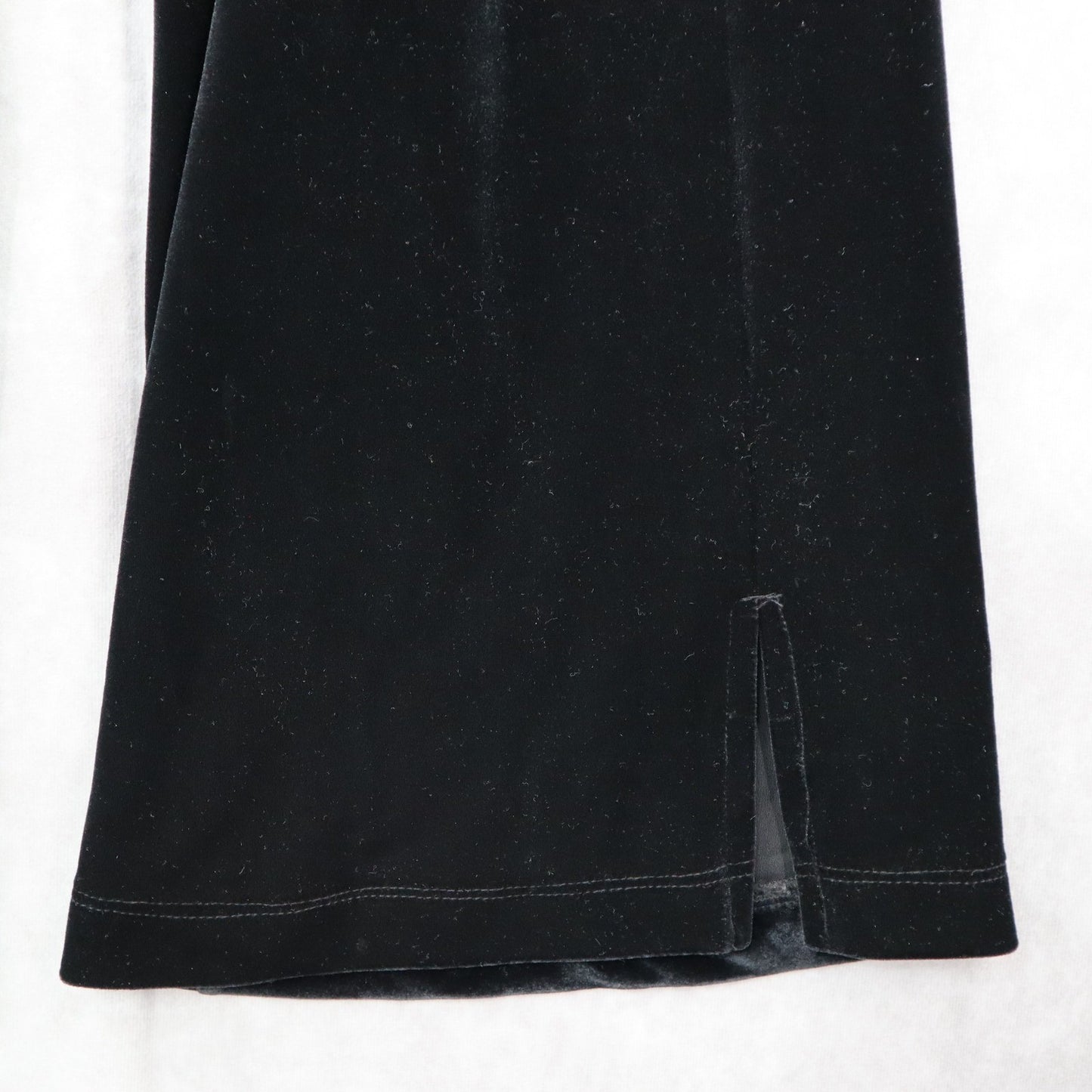 Black Velvet Wide Leg Boho Pull On Party Glam Straight Leg Trousers Pant S Small