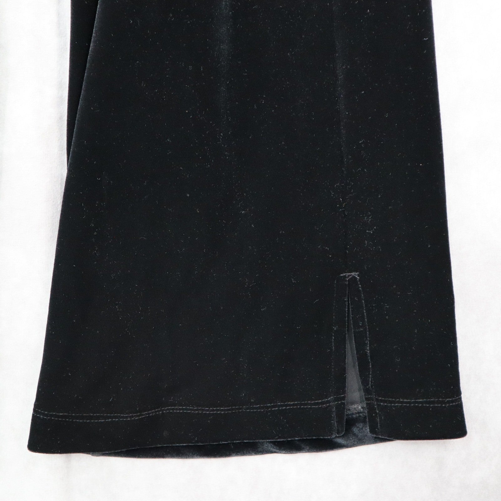 Black Velvet Wide Leg Boho Pull On Party Glam Straight Leg Trousers Pant S Small