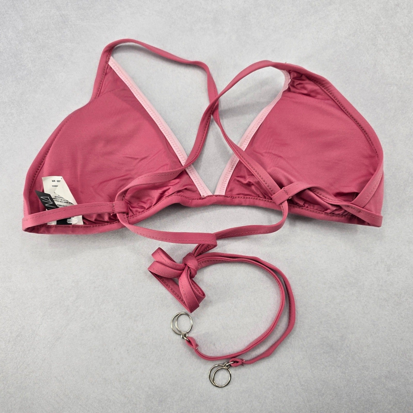 Soluna Pink Lace Tie Padded Boho Beach Bikini Bralette Swim Top S Small
