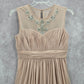 Calvin Klein Gold Flare Rhinestone Sleeveless Knee Length Mesh Dress 8 Medium