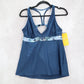Champion Blue Dot Racerback Padded Halter Fade Resistant Tankini Top L Large
