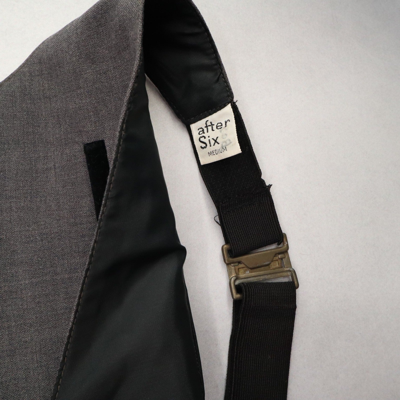 After Six Gray Short Open Back Welt Pocket 4 Button Point Tuxedo Vest Medium 38S