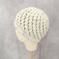 White Multi Cable Knit Flower Button Y2K Vintage Beanie Cap Hat