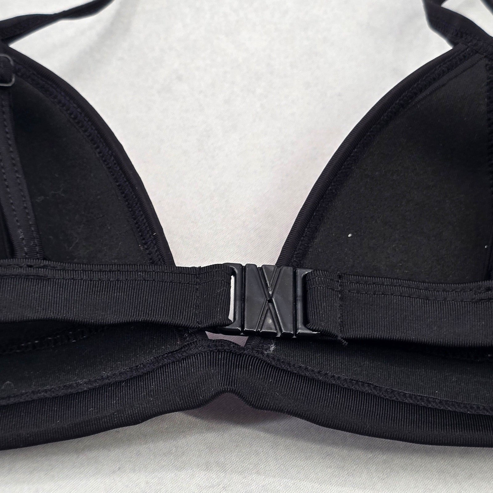 Black Pink Mesh Boho Triangle Padded Swim Sports Bra Beach Bikini Top M Medium