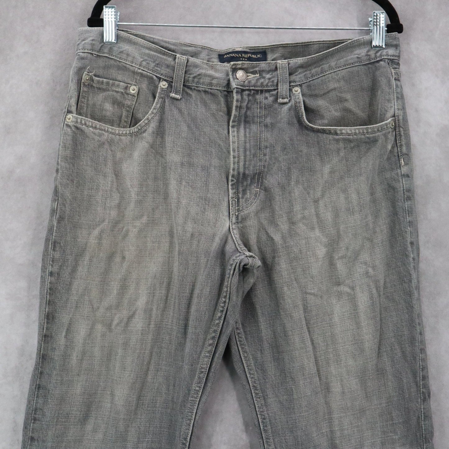 Banana Republic Gray Mens Denim Jeans Boot Cut Cotton Straight Leg 35/30