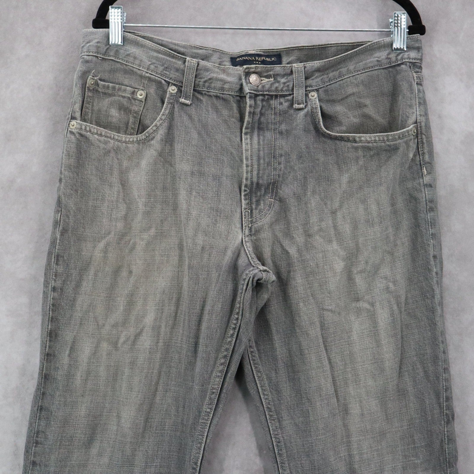 Banana Republic Gray Mens Denim Jeans Boot Cut Cotton Straight Leg 35/30