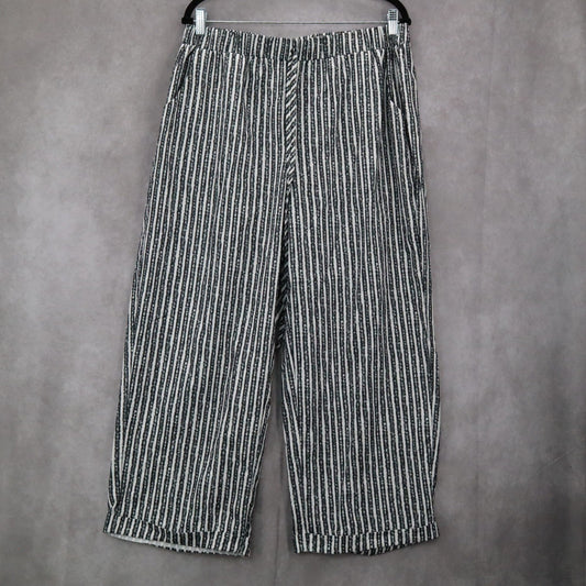 Gray Stripes Wide Leg Boho Preppy Straight Business Casual Trousers Pant Plus 1X