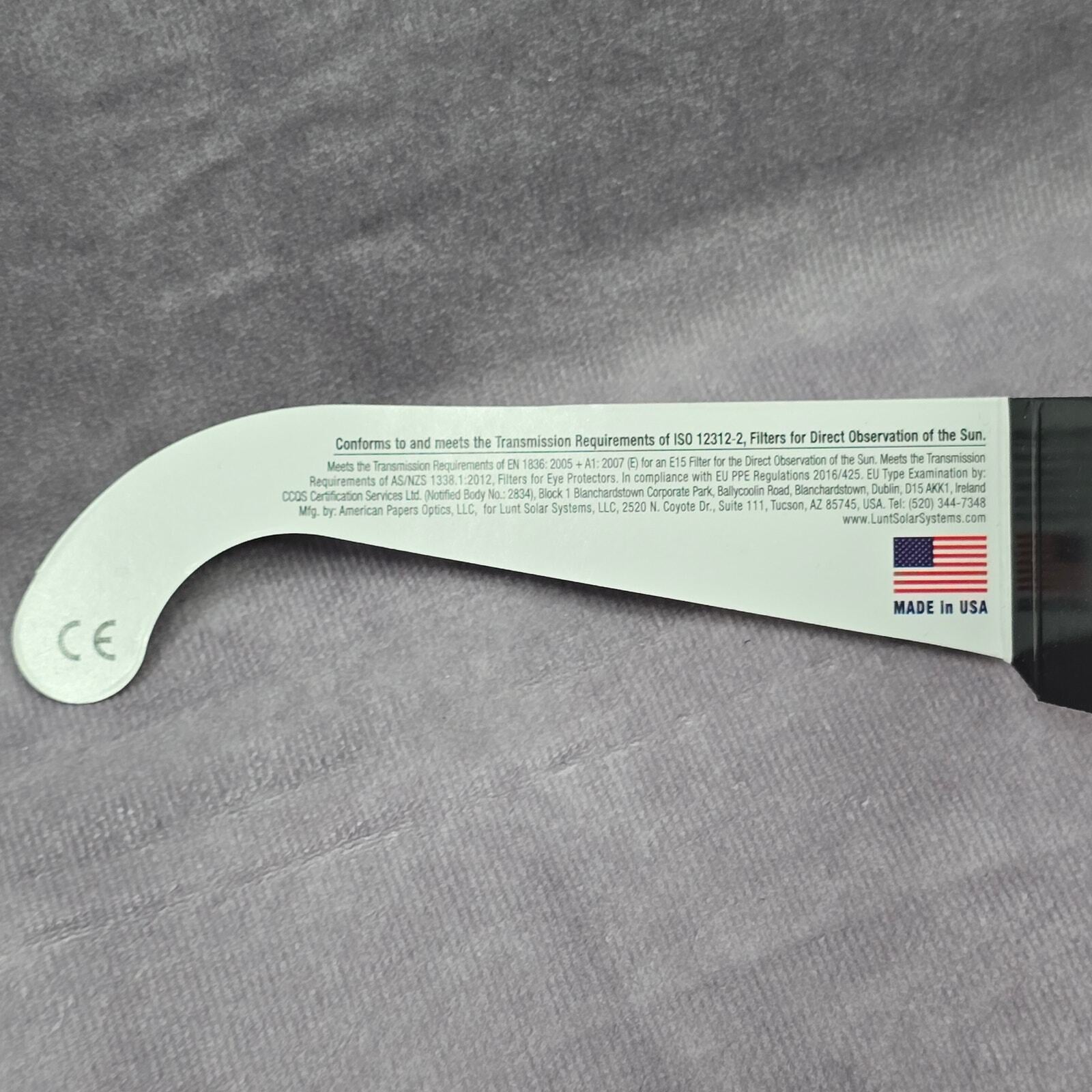 Lunt Solar System Original Solar Eclipse Safety Glasses ISO Certified 2024