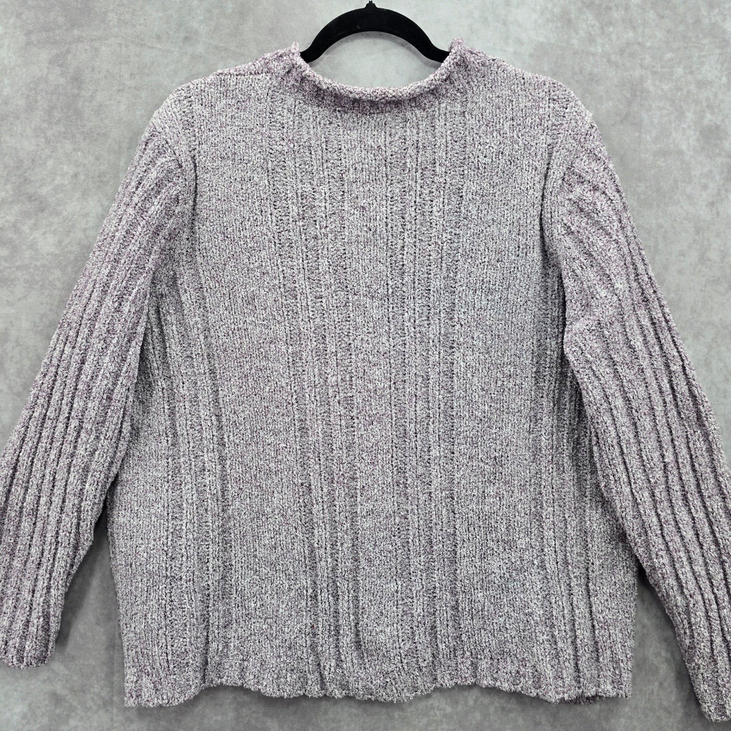 Erika Purple Chunky Oversized Ribbed Pullover Soft Y2K Chenille Sweater Plus 2X