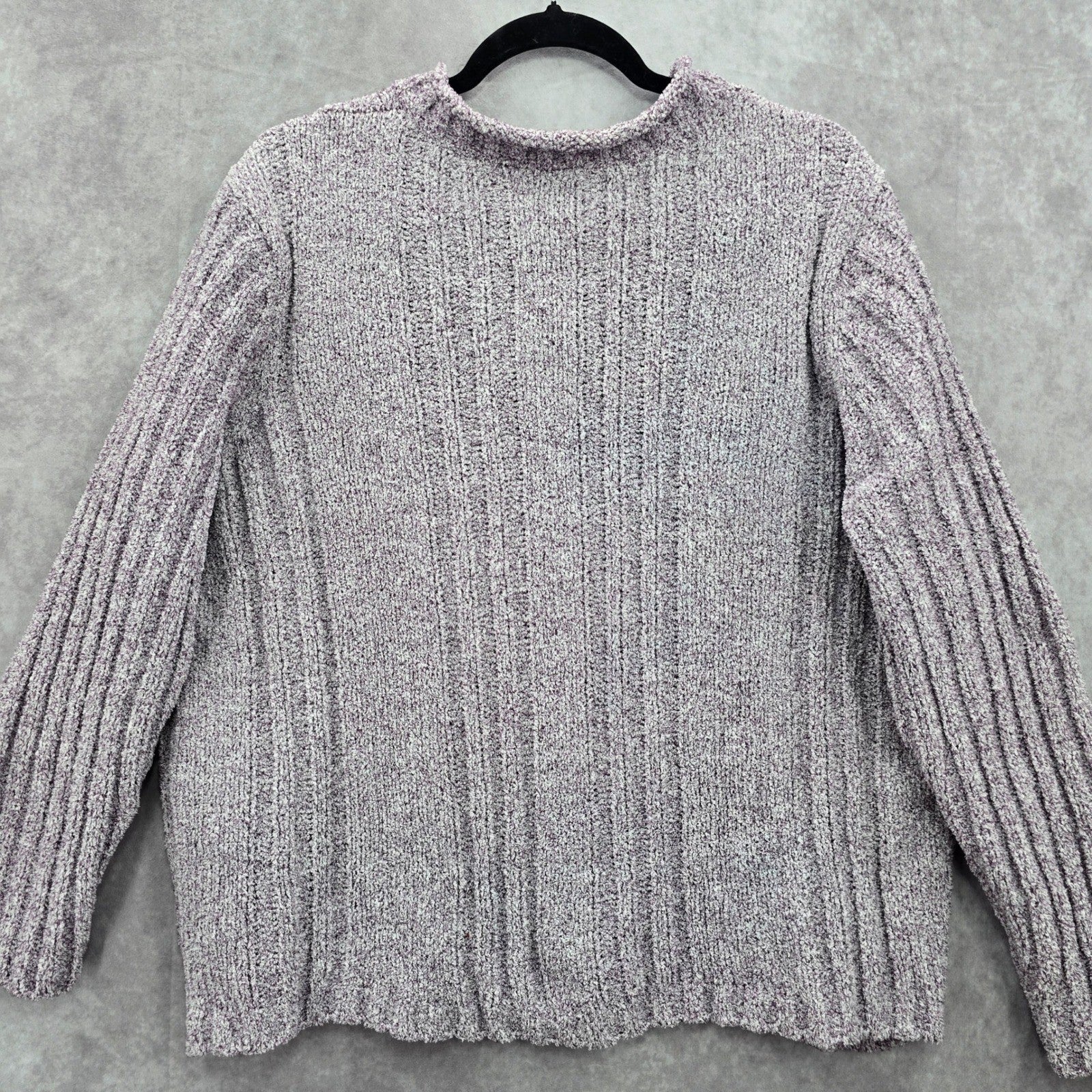 Erika Purple Chunky Oversized Ribbed Pullover Soft Y2K Chenille Sweater Plus 2X