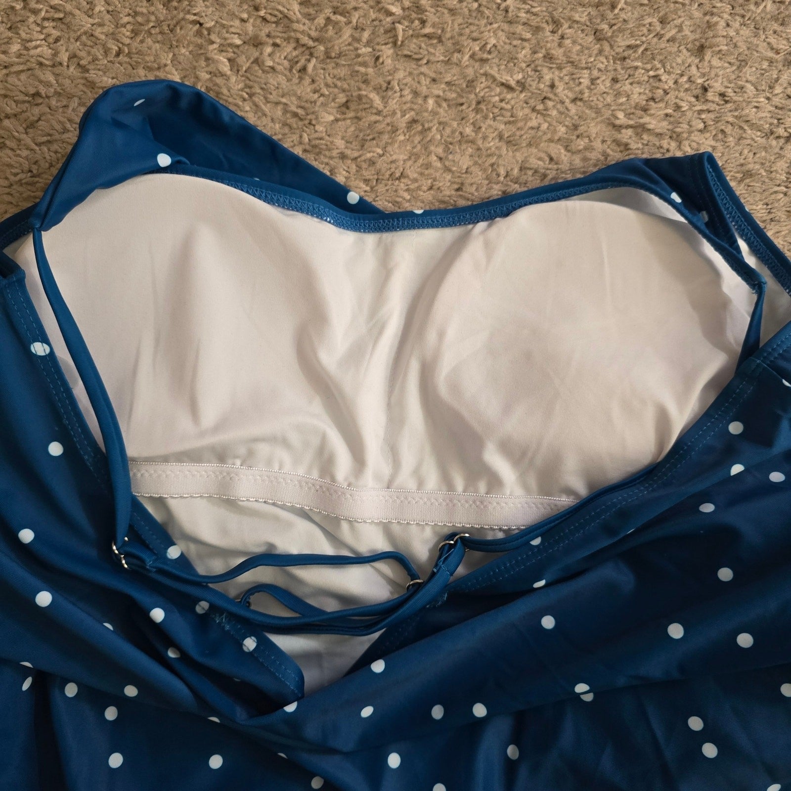 Blue Polka Dot Tankini Wrap Adjustable Tank Top Swimwear Plus XXL 1XL