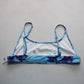 Blue Tie Dye Pull On Swim Sports Boho Bra Beach Bralette Bikini Top L Large