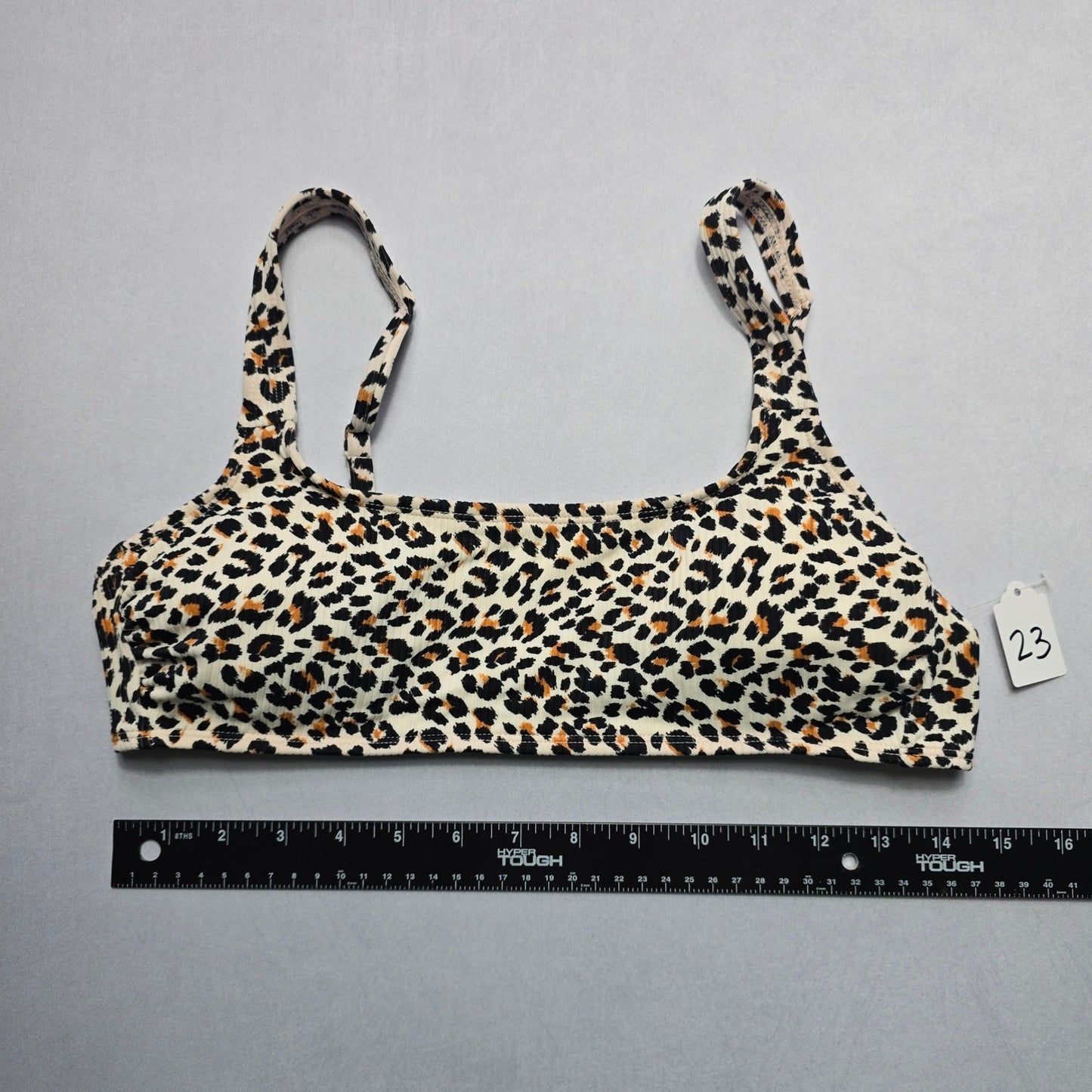 Xhilaration Cream Animal Print Swim Sports Bra Beach Bralette Bikini Top L Large