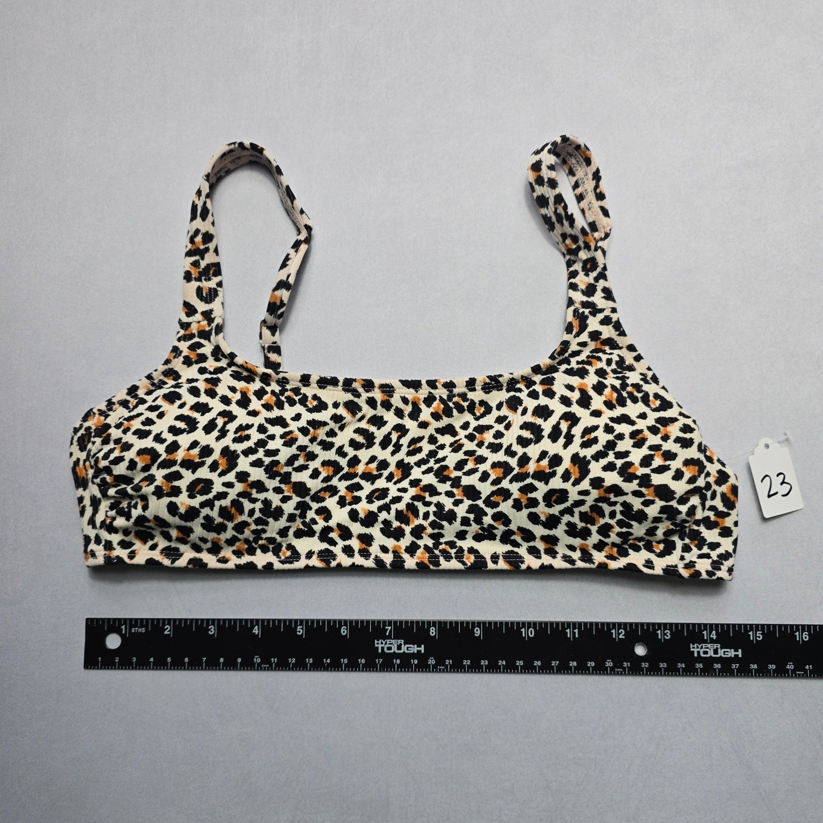 Xhilaration Cream Animal Print Swim Sports Bra Beach Bralette Bikini Top L Large