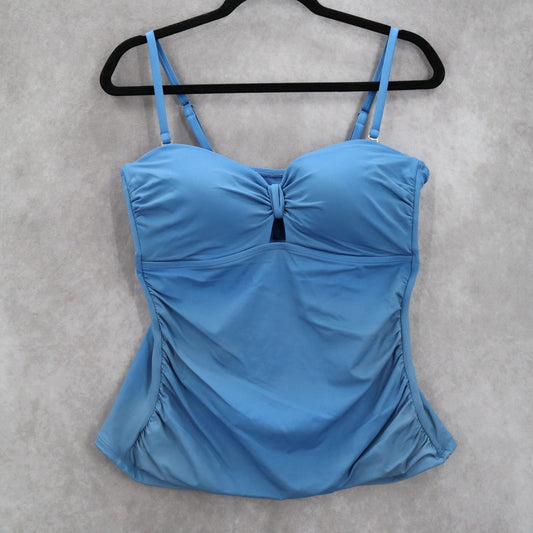 Jantzen Blue Padded Swim Active Sports Bra Flirty Bow Beach Tankini Top M Medium