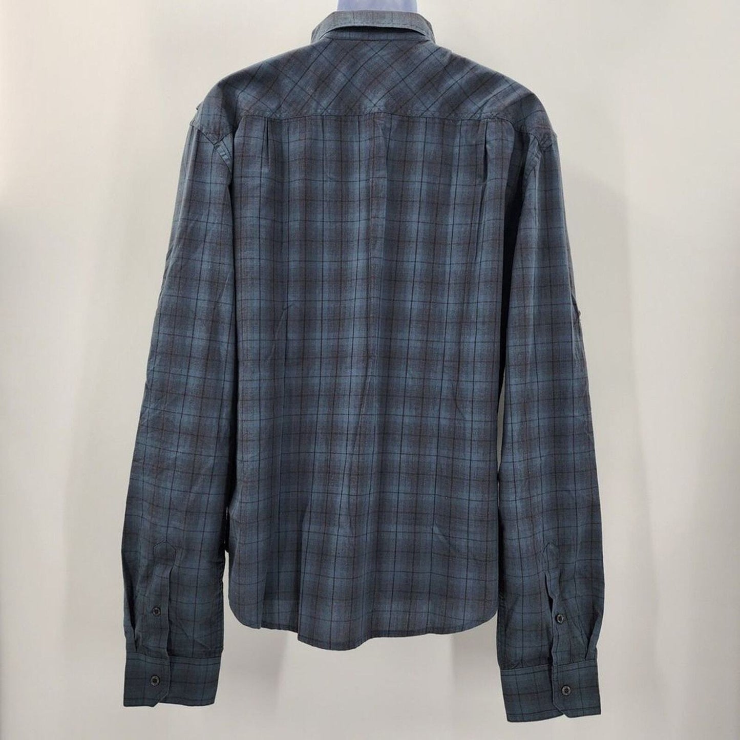 Calvin Klein One Jeans Blue Plaid Button Up Long Sleeve Dress Shirt Extra Large