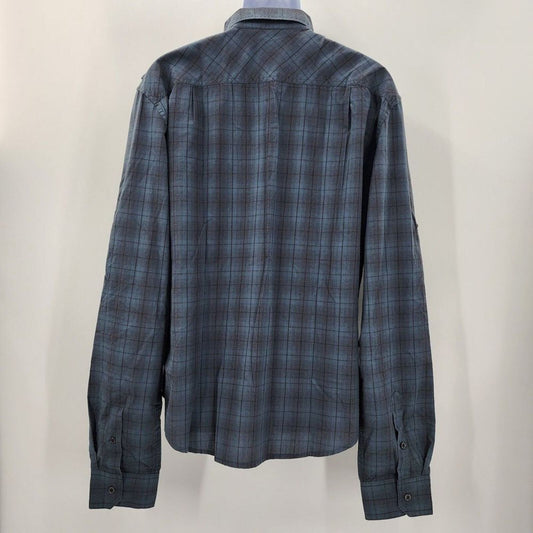 Calvin Klein One Jeans Blue Plaid Button Up Long Sleeve Dress Shirt Extra Large