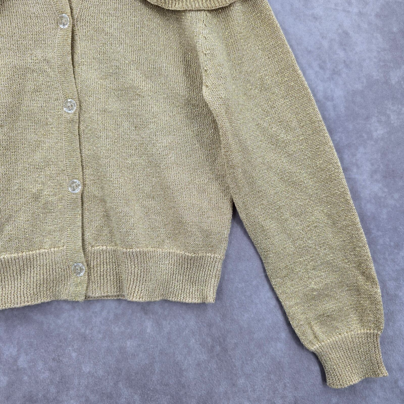 Cat & Jack Gold Metallic Button Ruffle Cardigan Holiday Sweater Girls Toddler 4T