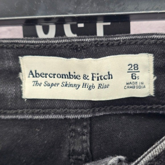 Abercrombie & Fitch Black Super Skinny High Rise Denim Jeans 6/28
