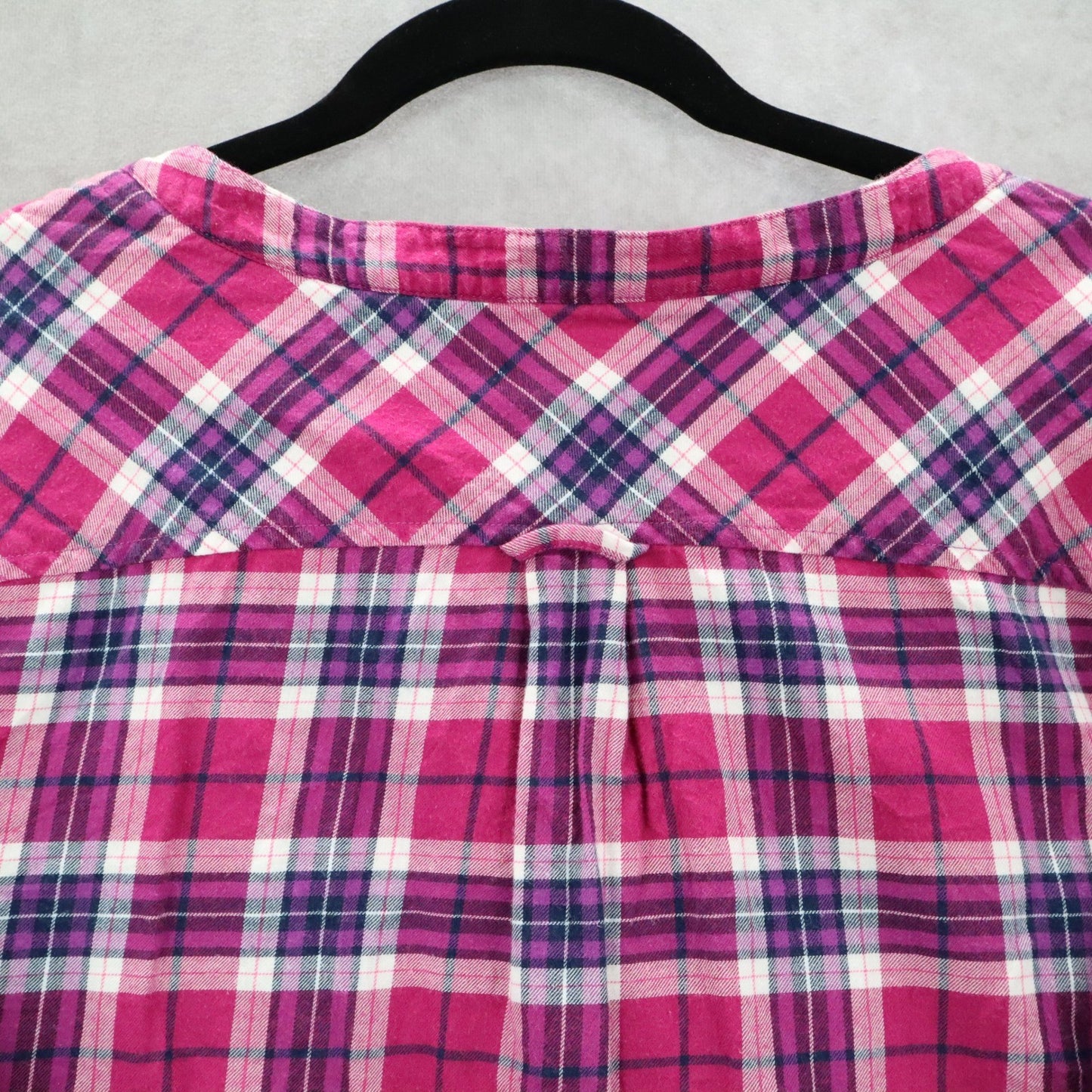 Lands' End Plaid Tunic Shirt Pink Casual Flannel Preppy Long Sleeve Plus 18W