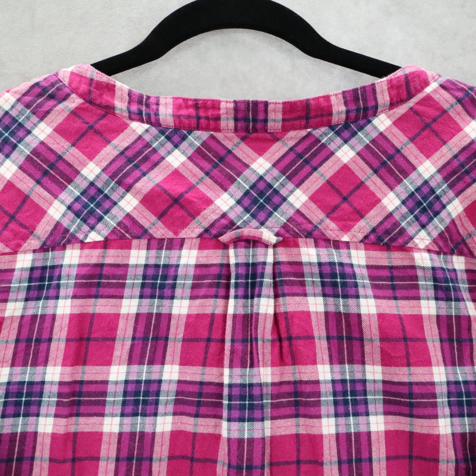 Lands' End Plaid Tunic Shirt Pink Casual Flannel Preppy Long Sleeve Plus 18W