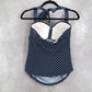 Merona Navy Blue Polka Dot Padded Halter Tie Swim Beach Tankini Top S Small