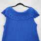 Fiorlini International Blue Sleeveless Knit Top Scallop Hem Lace Vintage 22/24