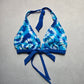 Winki Girl Blue Tie Dye Halter Tie Swim Sports Bra Beach Bikini Top L Large