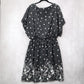 Shelby & Palmer Black Polka Dot Midi Dress Floral Elastic Flare Boho Casual 14W