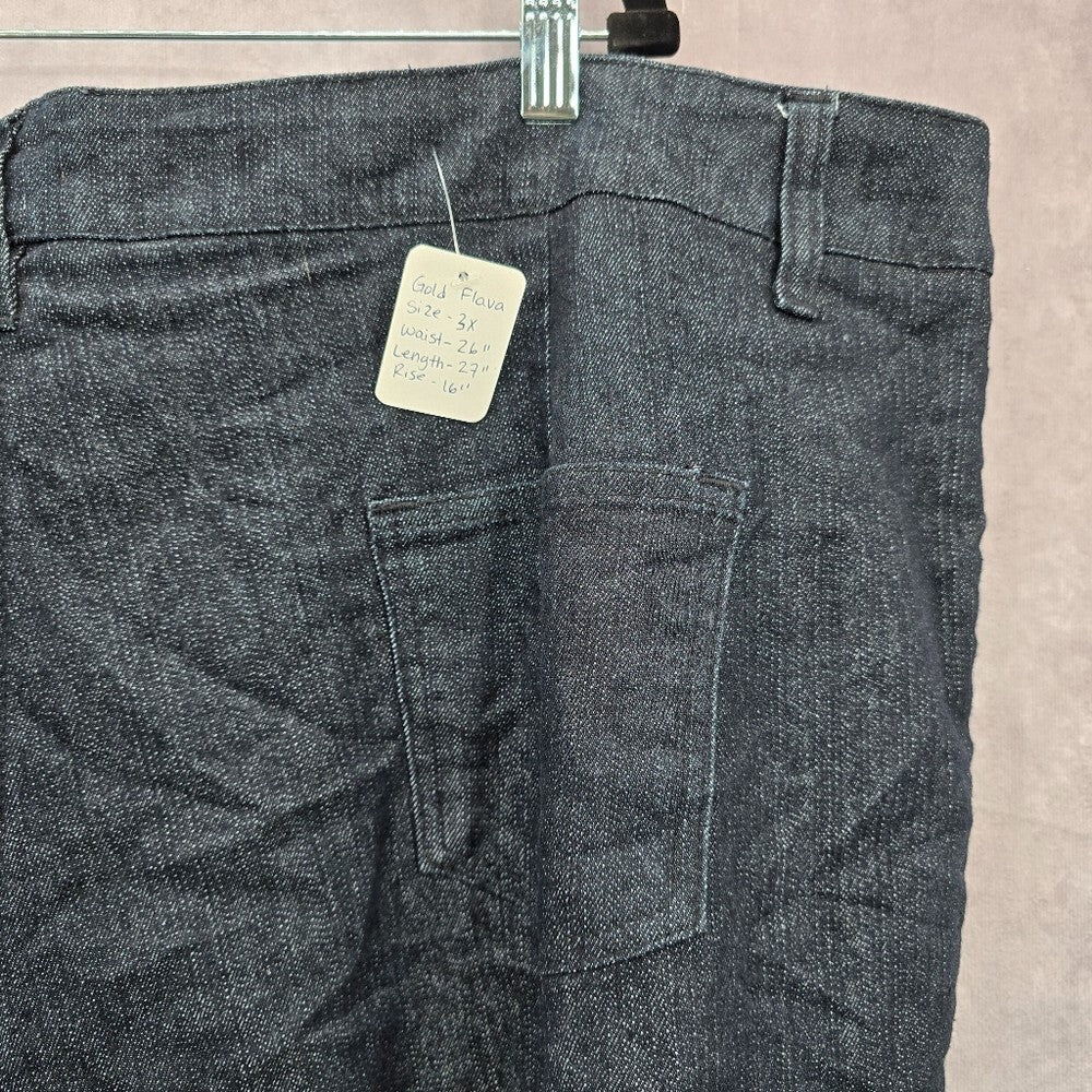 Gold Flava Dark Blue Cropped Knee Length Jeans Pants Size 3XL