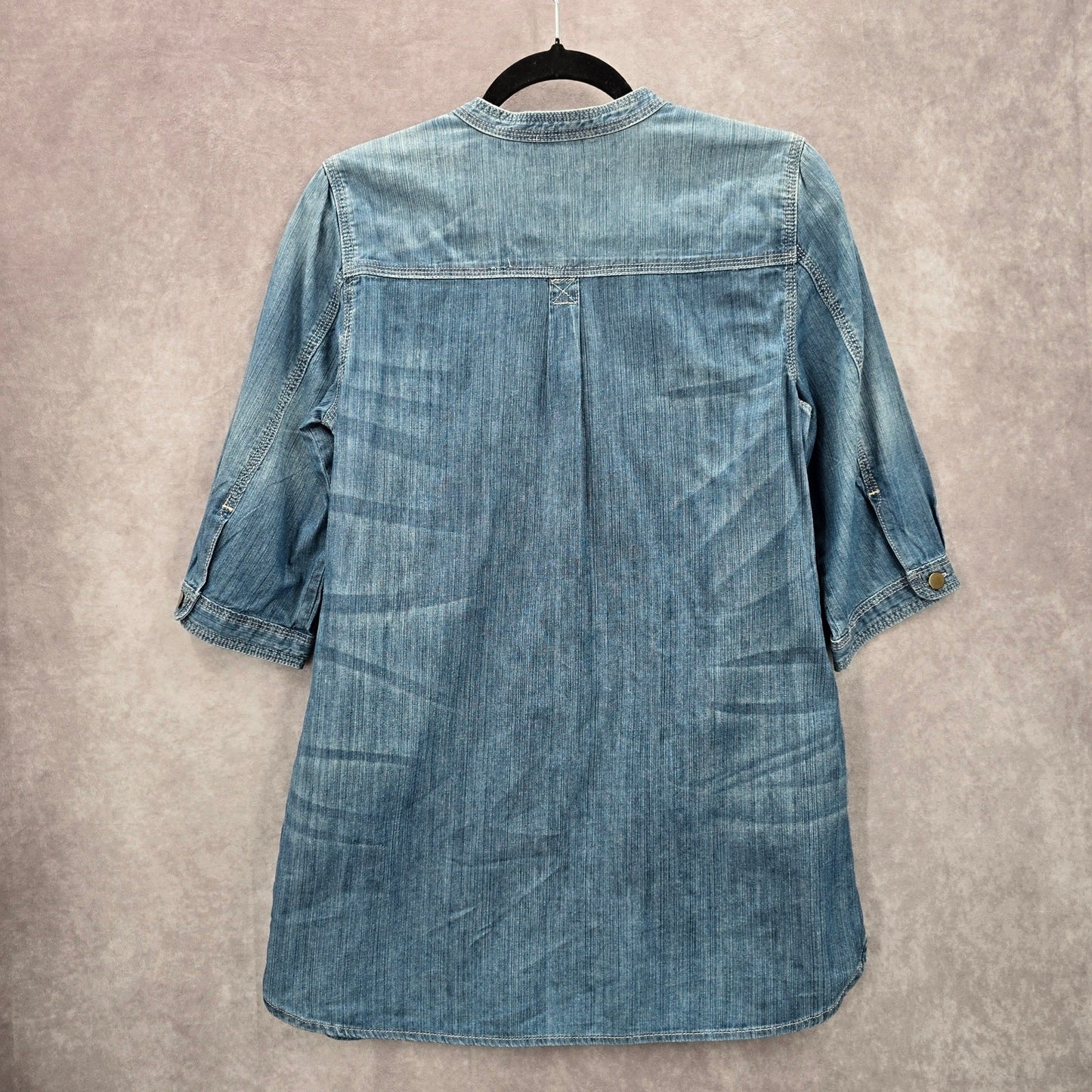 Gap Blue Demin Jeans Cotton Western Shirt Short Sleeve Top Small