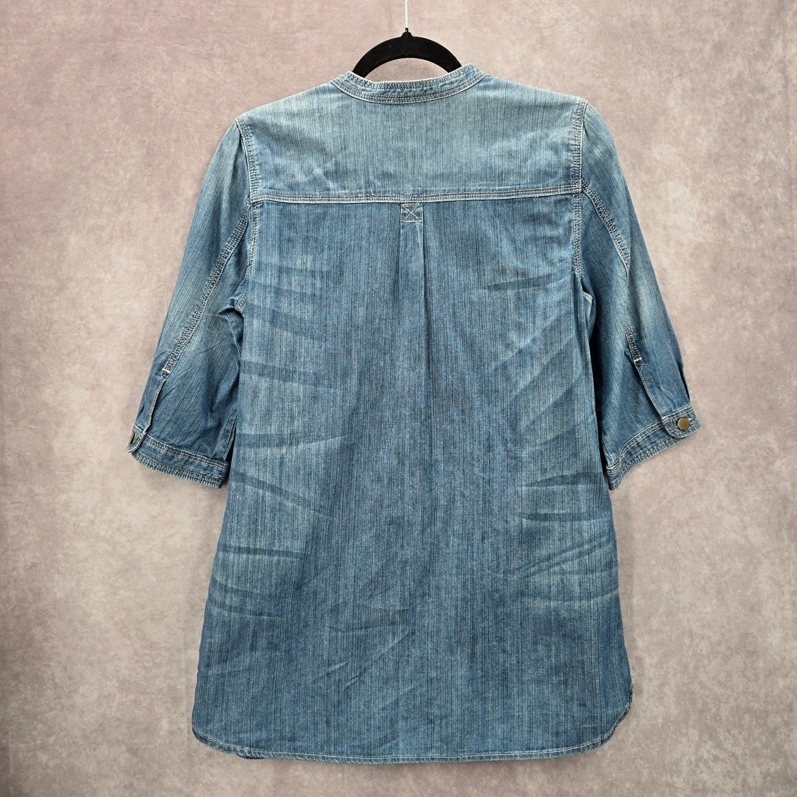 Gap Blue Demin Jeans Cotton Western Shirt Short Sleeve Top Small