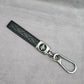 Black Faux Leather Quilt Silver Clip Hook Keychain Escalade Car Accessories