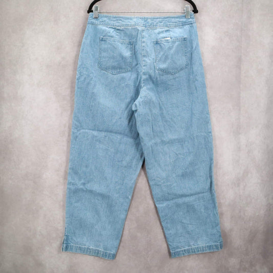Talbots Blue Denim Straight Classic Tapered Leg Cotton Jeans Pants 12